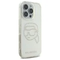 Калъф за iPhone 16 Pro Max - Karl Lagerfeld IML Rhinestones (KLHCP16XHKKHDCELT) - Transparent Karl Head