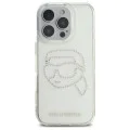 Калъф за iPhone 16 Pro Max - Karl Lagerfeld IML Rhinestones (KLHCP16XHKKHDCELT) - Transparent Karl Head