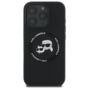 Калъф за iPhone 16 Pro Max - Karl - Lagerfeld Silicone MagSafe (KLHMP16XSKCHTCK) - Karl&Choupette Head - Черен
