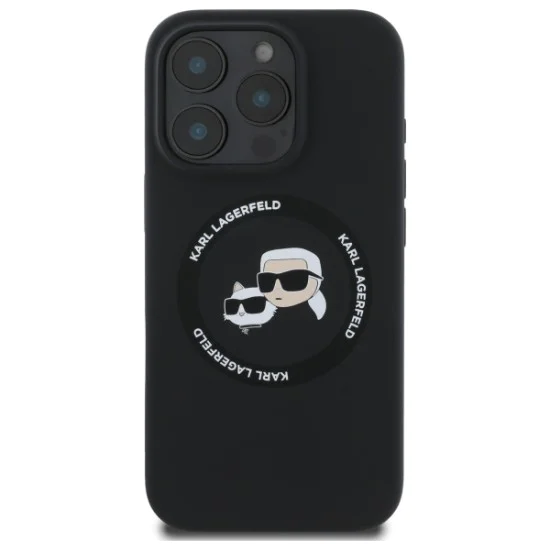 Калъф за iPhone 16 Pro Max - Karl - Lagerfeld Silicone MagSafe (KLHMP16XSKCHTCK) - Karl&Choupette Head - Черен