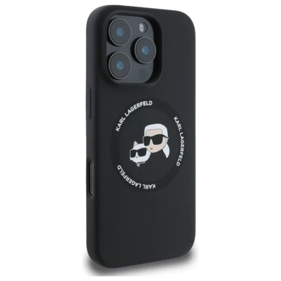 Калъф за iPhone 16 Pro Max - Karl - Lagerfeld Silicone MagSafe (KLHMP16XSKCHTCK) - Karl&Choupette Head - Черен