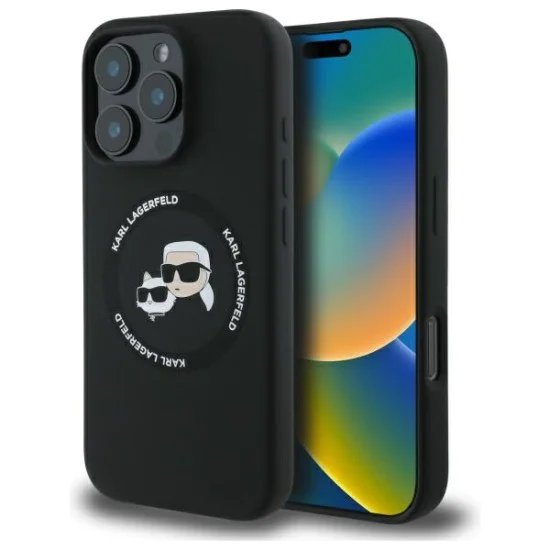 Калъф за iPhone 16 Pro Max - Karl - Lagerfeld Silicone MagSafe (KLHMP16XSKCHTCK) - Karl&Choupette Head - Черен