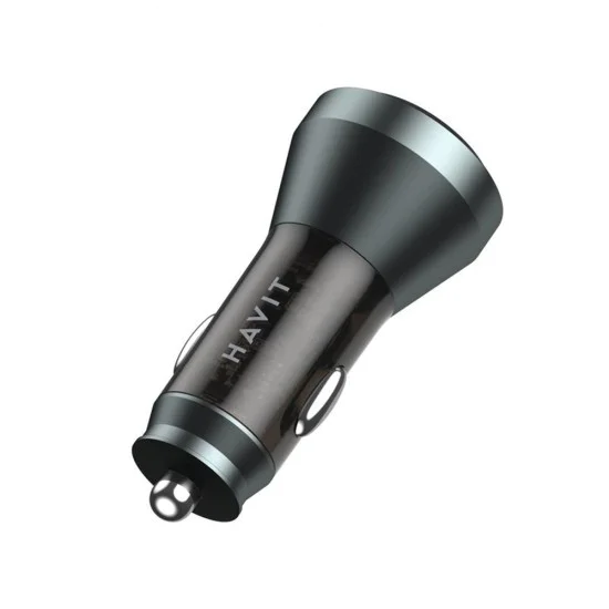 Havit - Зарядно за кола (CC2017) - Type-C, USB, 45W, 3A, Видим вътрешен структурен дизайн - Черно/Синьо