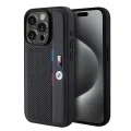 Калъф за iPhone 15 Pro - BMW - Твърд перфориран трицветен калъф (BMHCP15L23PUPVK) - Черен