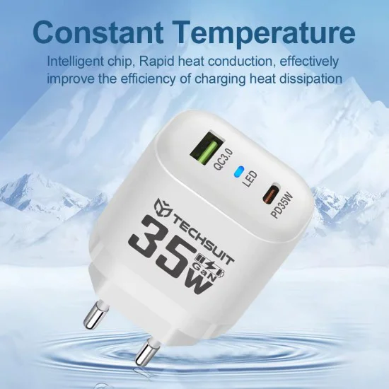 Зарядно устройство Priza GaN, USB, Type-C, 35W - (CHPD174) - Бяло