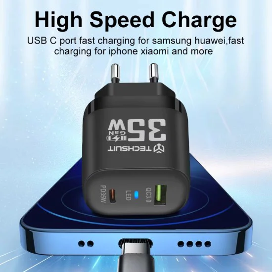 Зарядно устройство Priza GaN, USB, Type-C, 35W - (CHPD174) - Бяло