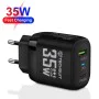 Зарядно Priza GaN, USB, Type-C, 35W - (CHPD174) - Черно