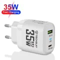 Зарядно устройство Priza GaN, USB, Type-C, 35W - (CHPD174) - Бяло