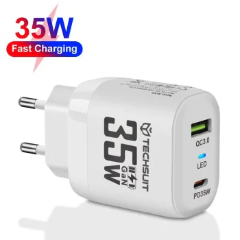 Зарядно устройство Priza GaN, USB, Type-C, 35W - (CHPD174) - Бяло