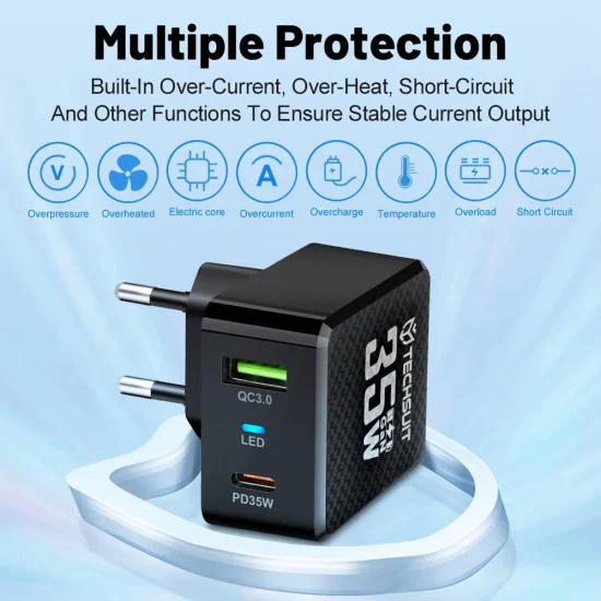 Зарядно устройство Priza GaN, USB, Type-C, 35W - (CHPD173) - Бяло