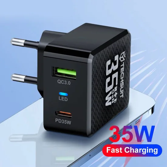 Зарядно устройство Priza GaN, USB, Type-C, 35W - (CHPD173) - Черно