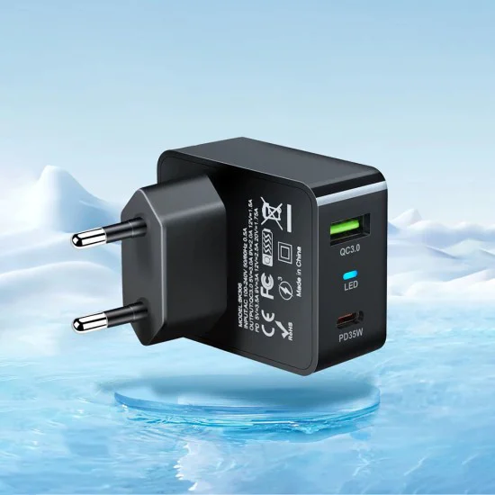 Зарядно устройство Priza GaN, USB, Type-C, 35W - (CHPD173) - Черно