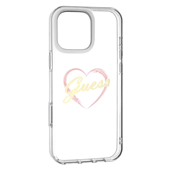 Калъф за iPhone 16 Pro Max - Guess Hardcase IML Heart (GUHCP16XHCHGSPT) - Прозрачен