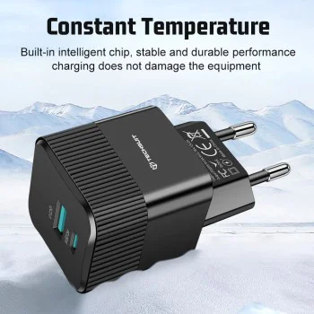 Зарядно Priza GaN, USB, Type-C, 25W - (CHPD216) - Черно