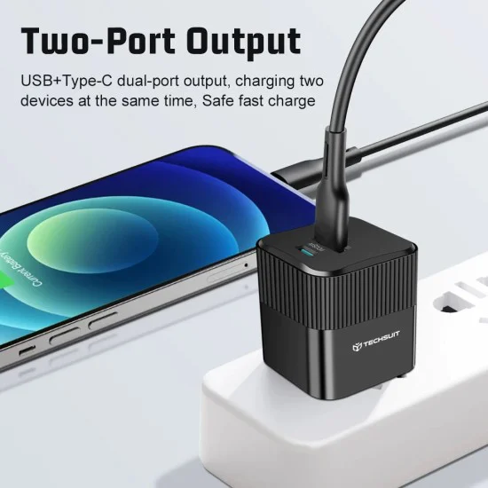 Зарядно Priza GaN, USB, Type-C, 25W - (CHPD216) - Черно
