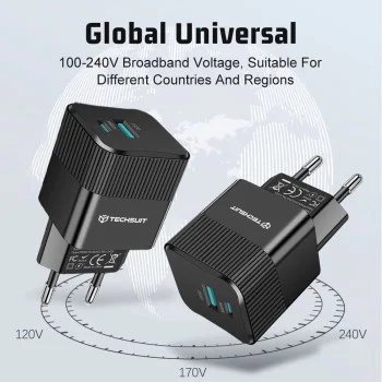 Зарядно Priza GaN, USB, Type-C, 25W - (CHPD216) - Бяло