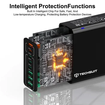 Зарядно устройство Priza Char 4 x USB, 4 X Type-C, бързо зареждане, 65W - (CHPD224) - черно