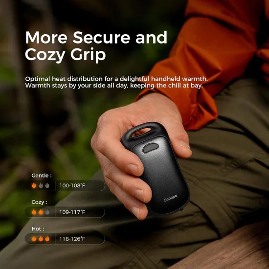 Нагреватели за ръце, Type-C, IP45, магнитни, с каишка, 2x 3000mAh - Ocoopa (UT3061-BK) - черни