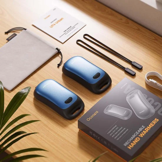 Нагреватели за ръце, Type-C, IP45, магнитни, с каишка, 2x 3000mAh - Ocoopa (UT3061-LIGHT) - светло син