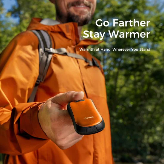 Нагревател за ръце UT3061-OG – Ocoopa UT4 Urban, USB-C, IP45, регулируема топлина, магнитен, с каишка, 2x 3000mAh – оранжев