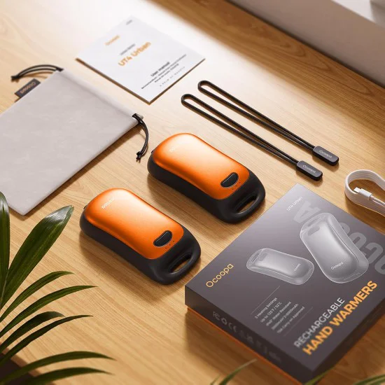 Нагревател за ръце UT3061-OG – Ocoopa UT4 Urban, USB-C, IP45, регулируема топлина, магнитен, с каишка, 2x 3000mAh – оранжев