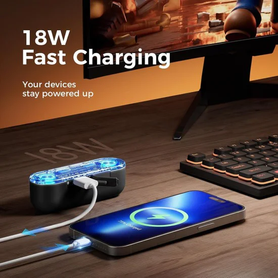Нагревател за ръце UT4103-BK – Ocoopa UT2s GamerPRO, Type-C, с Power Bank, RGB светлини, магнит, MagTwins, 2x 5000mAh – черен