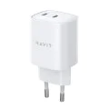 Havit - Зарядно за стена (UC45W EU) - GaN, 2 x Type-C, PD45W, ABS, PC - Бяло