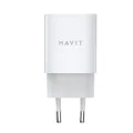 Havit - Зарядно за стена (UC45W EU) - GaN, 2 x Type-C, PD45W, ABS, PC - Бяло