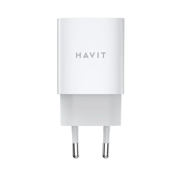 Havit - Зарядно за стена (UC45W EU) - GaN, 2 x Type-C, PD45W, ABS, PC - Бяло