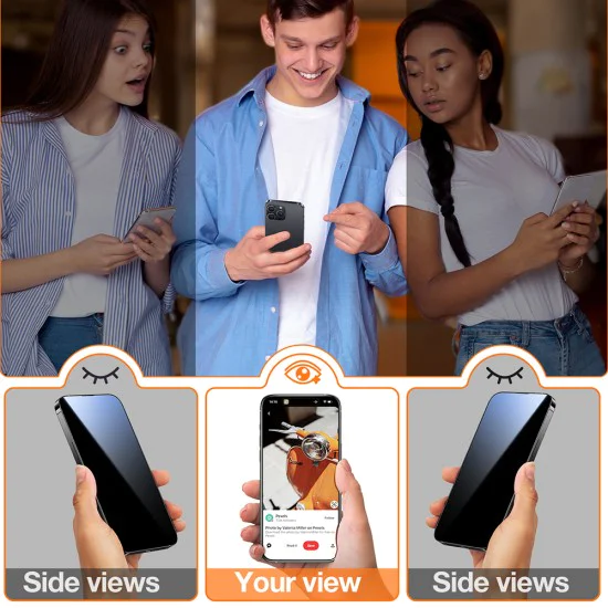 Протектор за iPhone 15 Pro Max - Torras GlassGo Epic Privacy - черен