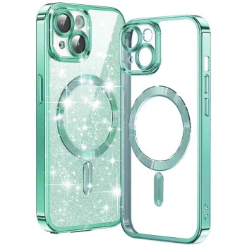 Калъф за iPhone 15 Plus - Luxury Glitter MagSafe - Светло зелен