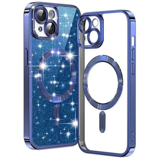 Калъф за iPhone 15 - Luxury Glitter MagSafe - Deep Blue