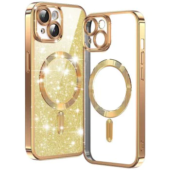 Калъф за iPhone 14 Plus - Luxury Glitter MagSafe - Златен