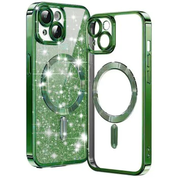 Калъф за iPhone 14 Plus - Luxury Glitter MagSafe - Deep Green