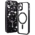 Калъф за iPhone 14 - Luxury Glitter MagSafe - Черен