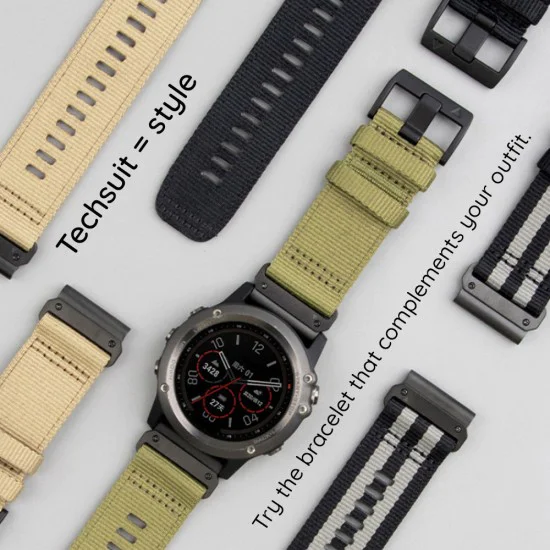 Каишка за Garmin Fenix ​​3/3 HR/5X/5X Plus/6X/6X Pro/7X/7X Pro Solar - Techsuit - Каишка за часовник QuickFit 26mm (W070) - Orange Blossom