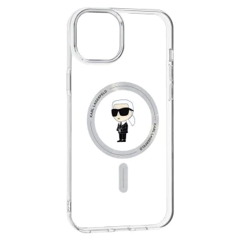 Калъф за iPhone 15 Plus - Karl Lagerfeld IML MagSafe (KLHMP15MHFCKKNOT) - Прозрачен Иконик