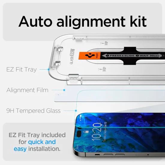 Протектор за iPhone 14 Pro Max (комплект от 2) - Spigen Glas.tR EZ FIT - Clear