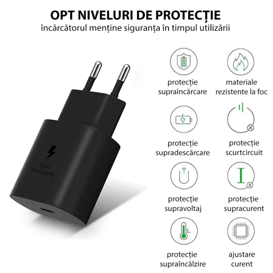 Samsung - Оригинално зарядно за стена (EP-TA800NBEGEU) - Бързо зареждане тип C, PD 25W - Черно (блистерна опаковка)