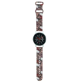 Каишка за Samsung Watch (46mm)/Watch 3, Huawei Watch GT 2/GT 3 (46mm) - Hello Kitty Strap Silicone Graffiti Tags (HKUWWLSDGPTP) - Pink