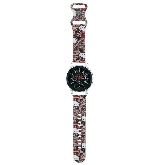 Каишка за Samsung Watch (46mm)/Watch 3, Huawei Watch GT 2/GT 3 (46mm) - Hello Kitty Strap Silicone Graffiti Tags (HKUWWLSDGPTP) - Pink