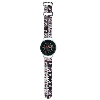 Каишка за Samsung Watch (46mm)/Watch 3, Huawei Watch GT 2/GT 3 (46mm) - Hello Kitty Strap Silicone Heads & Stripes (HKUWWLSDIESK) - Черен