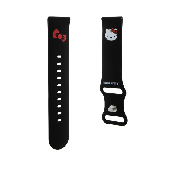 Каишка за Samsung Watch (46mm)/Watch 3, Huawei Watch GT 2/GT 3 (46mm) - Hello Kitty Strap Silicone Kitty Head (HKUWWLSCHBLK) - Черен