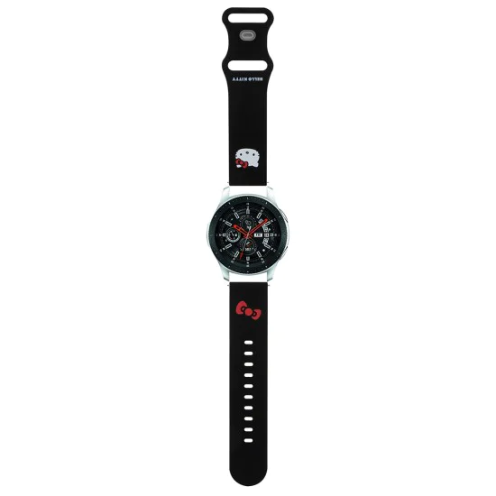 Каишка за Samsung Watch (46mm)/Watch 3, Huawei Watch GT 2/GT 3 (46mm) - Hello Kitty Strap Silicone Kitty Head (HKUWWLSCHBLK) - Черен