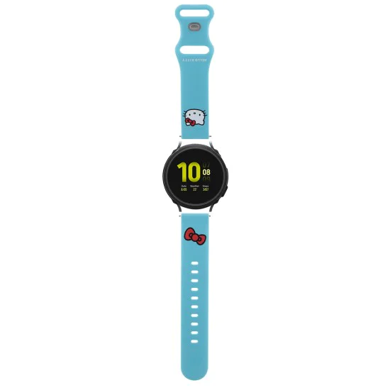 Каишка за Samsung Watch 4/5, Huawei Watch GT 3 (42mm)/GT 3 Pro (43mm) - Hello Kitty Strap Silicone Kitty Head (HKUWMSCHBLB) - Blue