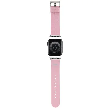Каишка за Apple Watch 1/2/3/3/4/4/5/5/6/6/7/8/7/8/9/9/10/10/SE/SE 2 (38/40/41) /42mm) - Hello Kitty Strap Leather Kitty Head (HKAWMPMPGKHP) - Pink