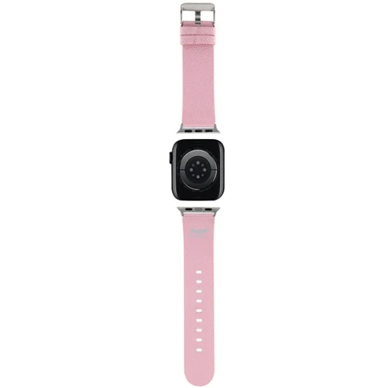 Каишка за Apple Watch 1/2/3/3/4/4/5/5/6/6/7/8/7/8/9/9/10/10/SE/SE 2 (38/40/41) /42mm) - Hello Kitty Strap Leather Kitty Head (HKAWMPMPGKHP) - Pink