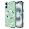 Калъф за iPhone 16 Plus - Luxury Glitter MagSafe - Светло зелен