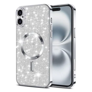 Калъф за iPhone 16 Plus - Luxury Glitter MagSafe - Сребрист