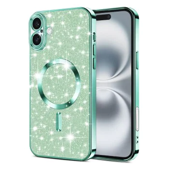 Калъф за iPhone 16 - Luxury Glitter MagSafe - Light Green